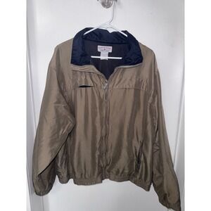 Boca Classics Mens Full Zip Windbreaker Jacket Tan Khaki Navy Blue Large L